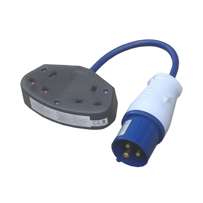 Power Fly Lead 16A 240V Plug to 13A 240V 2 Gang Socket [254RHA02]