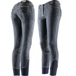 Equi-Theme Fashion Ladies Knee Patch Breeches - Denim Blue [037979672040]