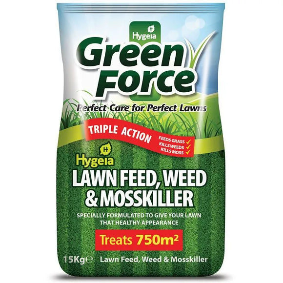 Hygeia Greenforce 4 in 1 Lawn Feed, Weed & Mosskiller 15kg [029hlf/131G60002]