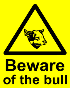 "Beware of the Bull" Sign [222A010D]