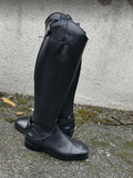 Equitheme Tall Competition Leather Boots Black Junior Size UK3.5 EU36 Slim Calf [0379181141]